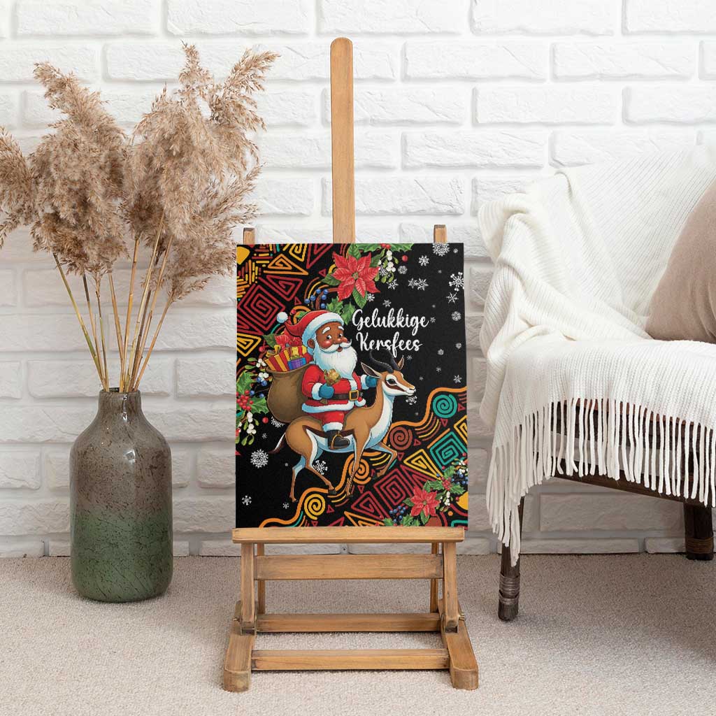 South Africa Christmas Canvas Wall Art Black Santa Claus Riding Springbok - Wonder Print Shop