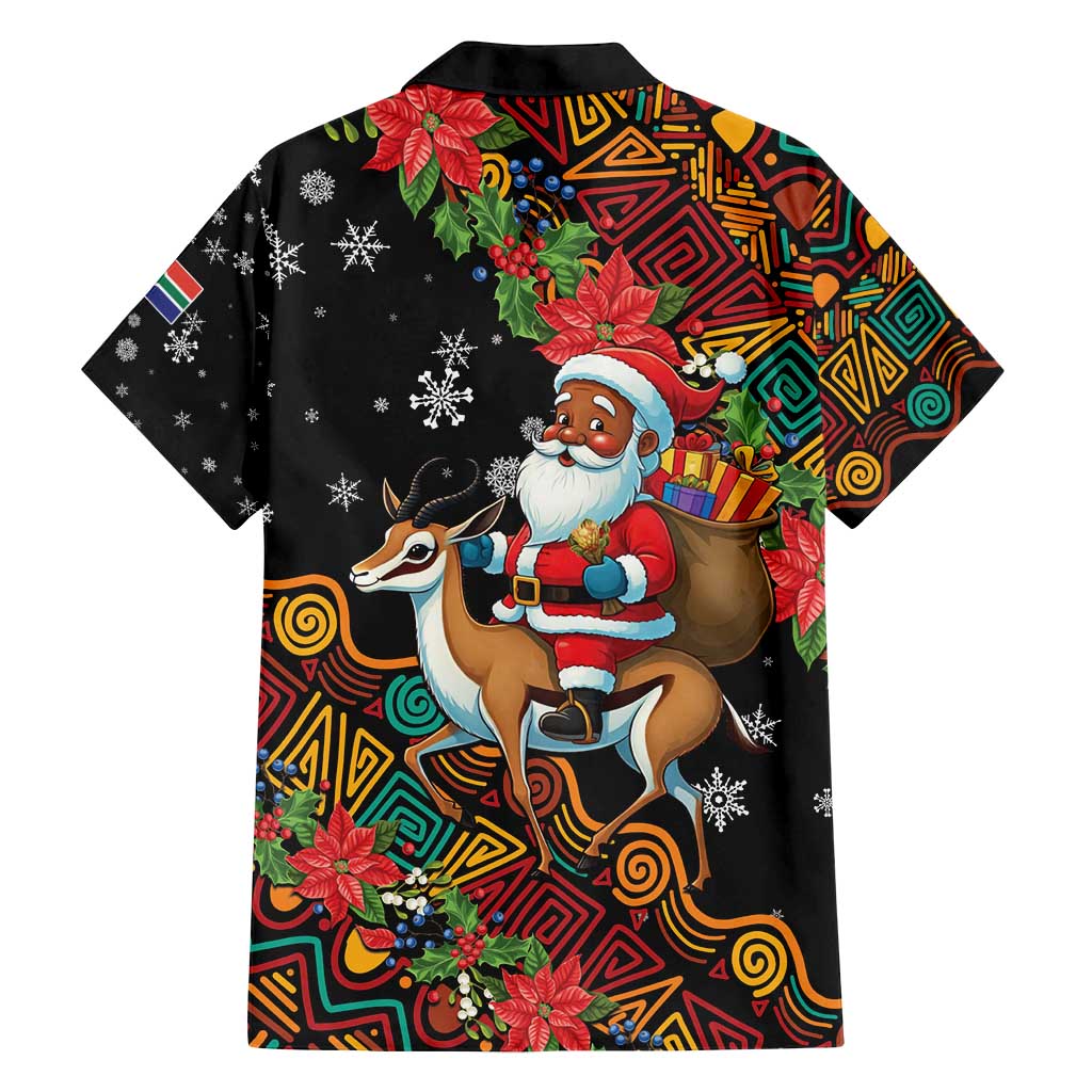 South Africa Christmas Family Matching Summer Maxi Dress and Hawaiian Shirt Black Santa Claus Riding Springbok - Wonder Print Shop