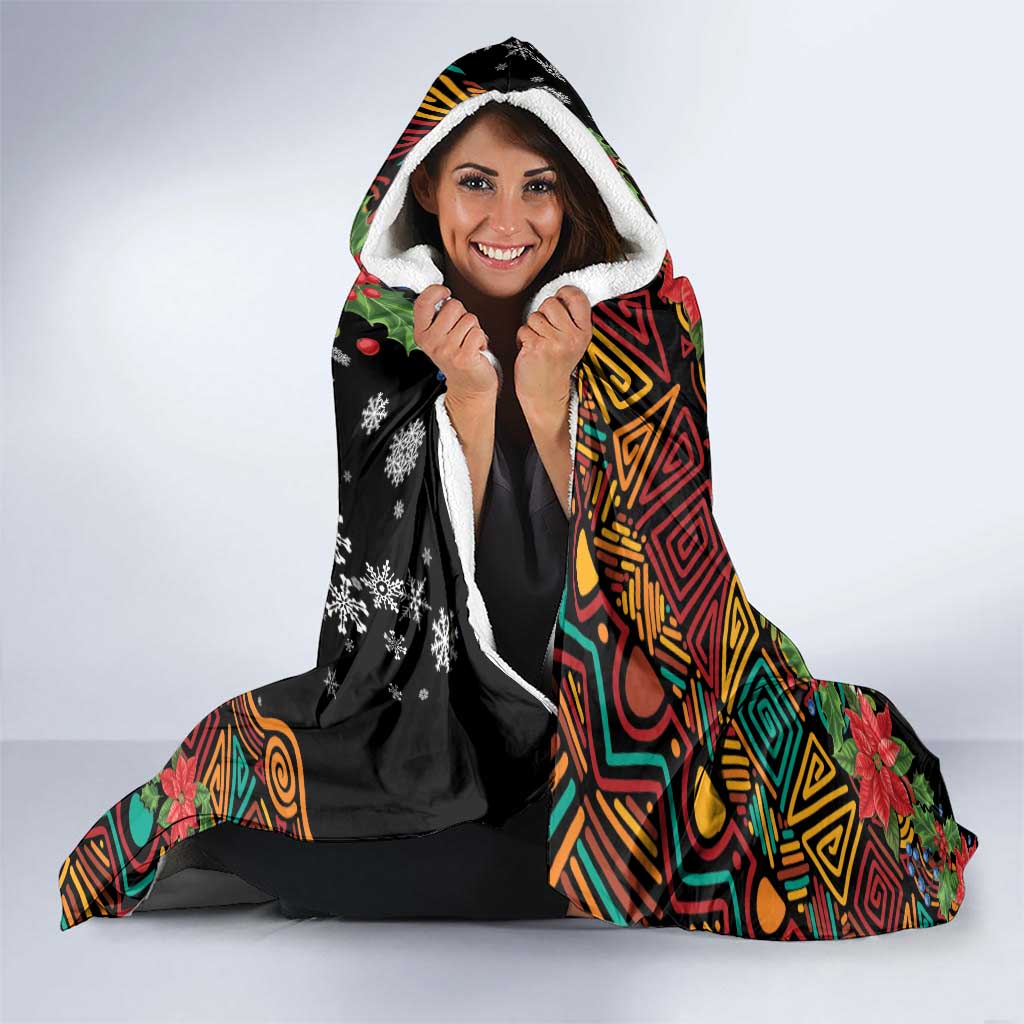 South Africa Christmas Hooded Blanket Black Santa Claus Riding Springbok