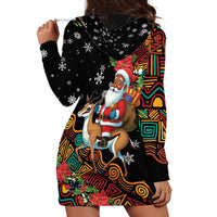 South Africa Christmas Hoodie Dress Black Santa Claus Riding Springbok - Wonder Print Shop