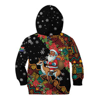 South Africa Christmas Kid Hoodie Black Santa Claus Riding Springbok - Wonder Print Shop