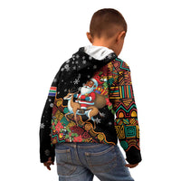 South Africa Christmas Kid Hoodie Black Santa Claus Riding Springbok - Wonder Print Shop