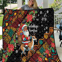South Africa Christmas Quilt Black Santa Claus Riding Springbok - Wonder Print Shop