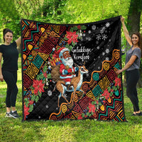 South Africa Christmas Quilt Black Santa Claus Riding Springbok - Wonder Print Shop