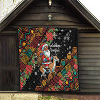 South Africa Christmas Quilt Black Santa Claus Riding Springbok - Wonder Print Shop