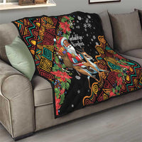 South Africa Christmas Quilt Black Santa Claus Riding Springbok - Wonder Print Shop