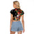 South Africa Christmas Raglan Cropped T Shirt Black Santa Claus Riding Springbok - Wonder Print Shop