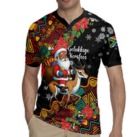 South Africa Christmas Rugby Jersey Black Santa Claus Riding Springbok - Wonder Print Shop