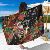 South Africa Christmas Sarong Black Santa Claus Riding Springbok - Wonder Print Shop