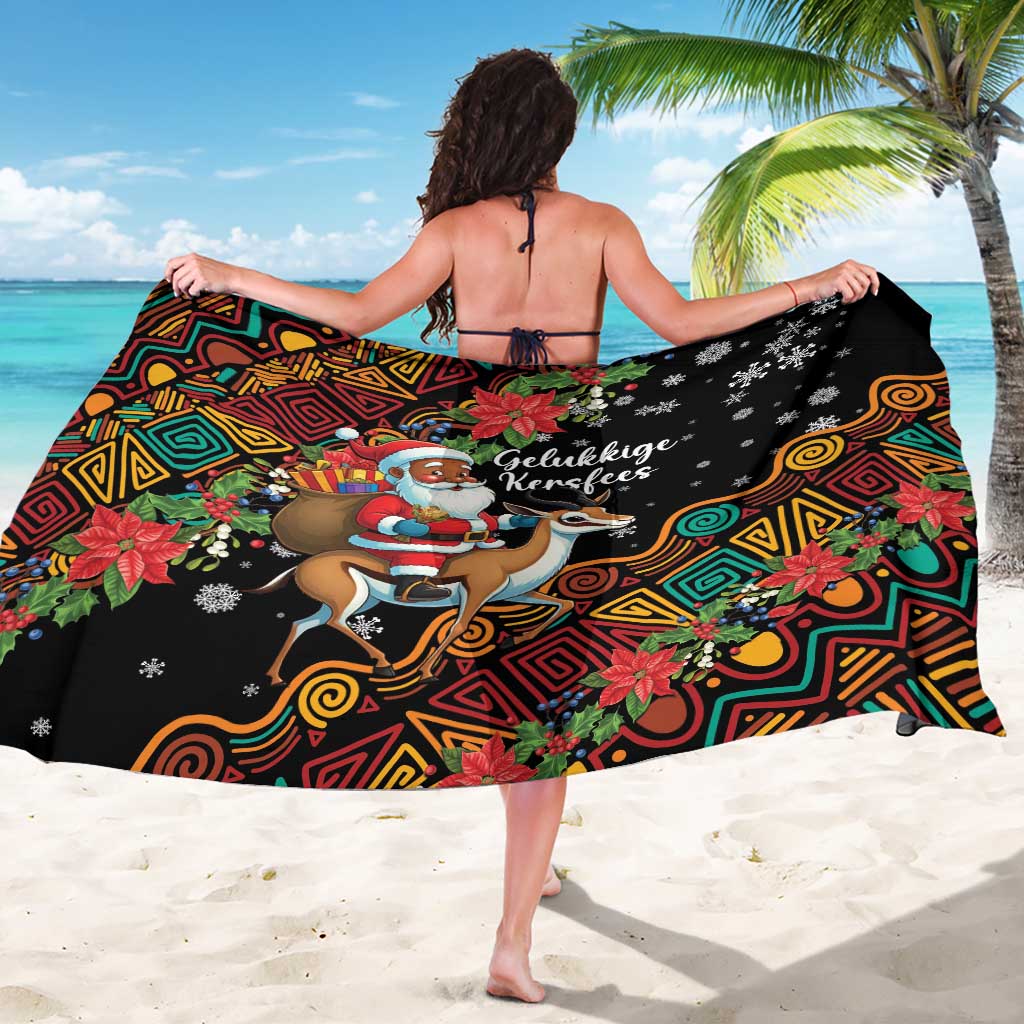 South Africa Christmas Sarong Black Santa Claus Riding Springbok - Wonder Print Shop