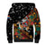 South Africa Christmas Sherpa Hoodie Black Santa Claus Riding Springbok - Wonder Print Shop