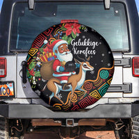 South Africa Christmas Spare Tire Cover Black Santa Claus Riding Springbok - Wonder Print Shop
