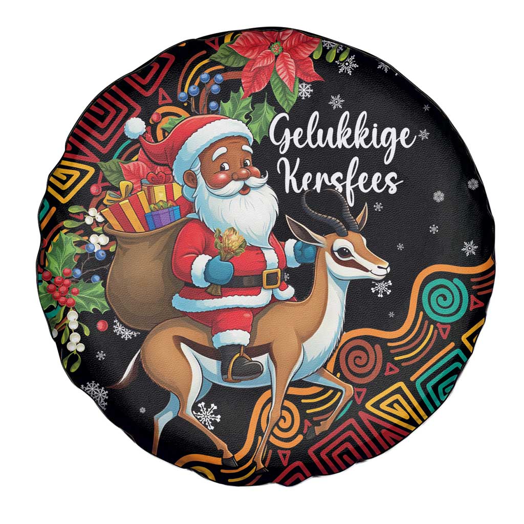 South Africa Christmas Spare Tire Cover Black Santa Claus Riding Springbok - Wonder Print Shop