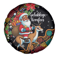 South Africa Christmas Spare Tire Cover Black Santa Claus Riding Springbok - Wonder Print Shop