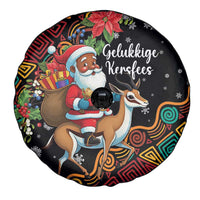 South Africa Christmas Spare Tire Cover Black Santa Claus Riding Springbok - Wonder Print Shop