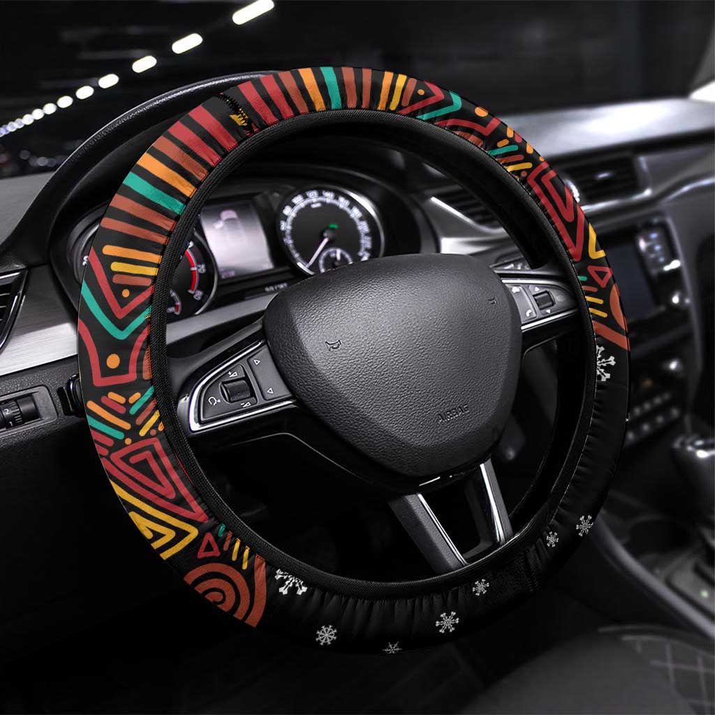 South Africa Christmas Steering Wheel Cover Black Santa Claus Riding Springbok - Wonder Print Shop