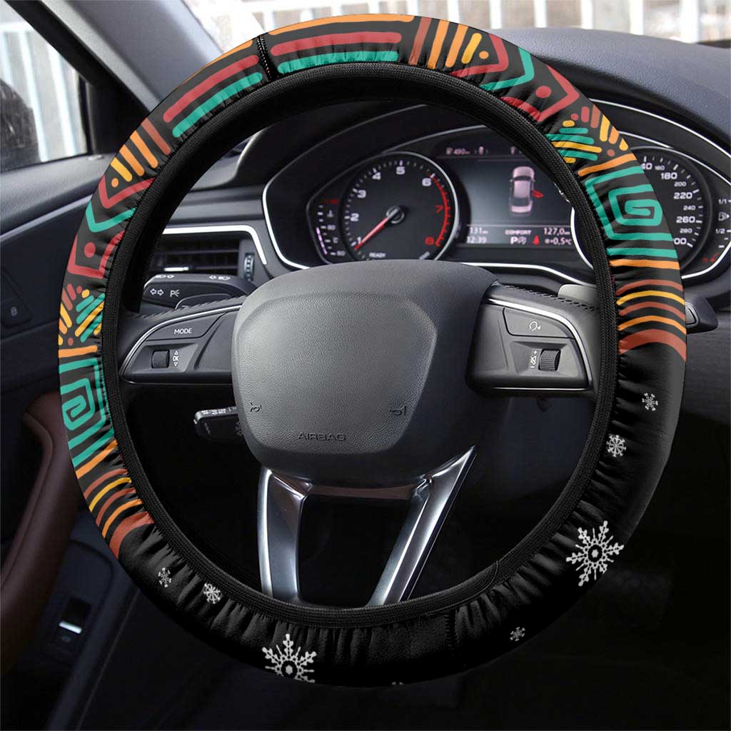South Africa Christmas Steering Wheel Cover Black Santa Claus Riding Springbok - Wonder Print Shop
