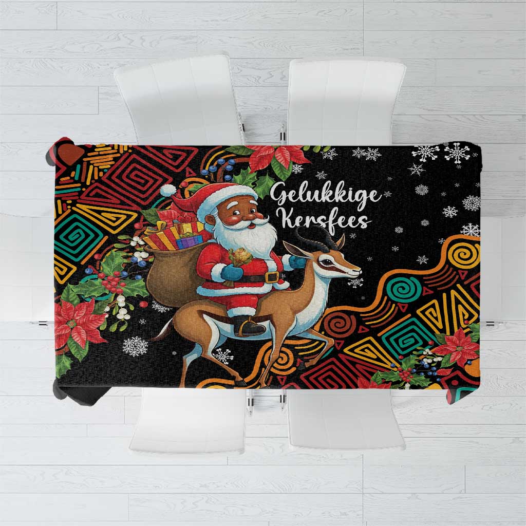 South Africa Christmas Tablecloth Black Santa Claus Riding Springbok - Wonder Print Shop