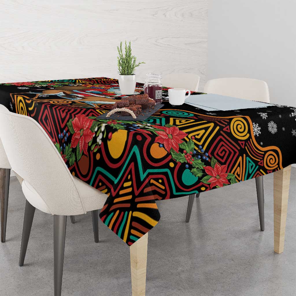 South Africa Christmas Tablecloth Black Santa Claus Riding Springbok - Wonder Print Shop