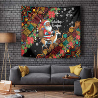 South Africa Christmas Tapestry Black Santa Claus Riding Springbok - Wonder Print Shop