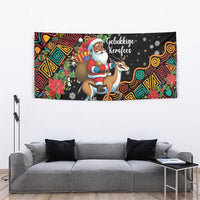 South Africa Christmas Tapestry Black Santa Claus Riding Springbok - Wonder Print Shop