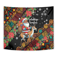 South Africa Christmas Tapestry Black Santa Claus Riding Springbok - Wonder Print Shop