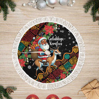 South Africa Christmas Tree Skirt Black Santa Claus Riding Springbok - Wonder Print Shop