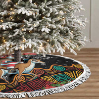 South Africa Christmas Tree Skirt Black Santa Claus Riding Springbok - Wonder Print Shop