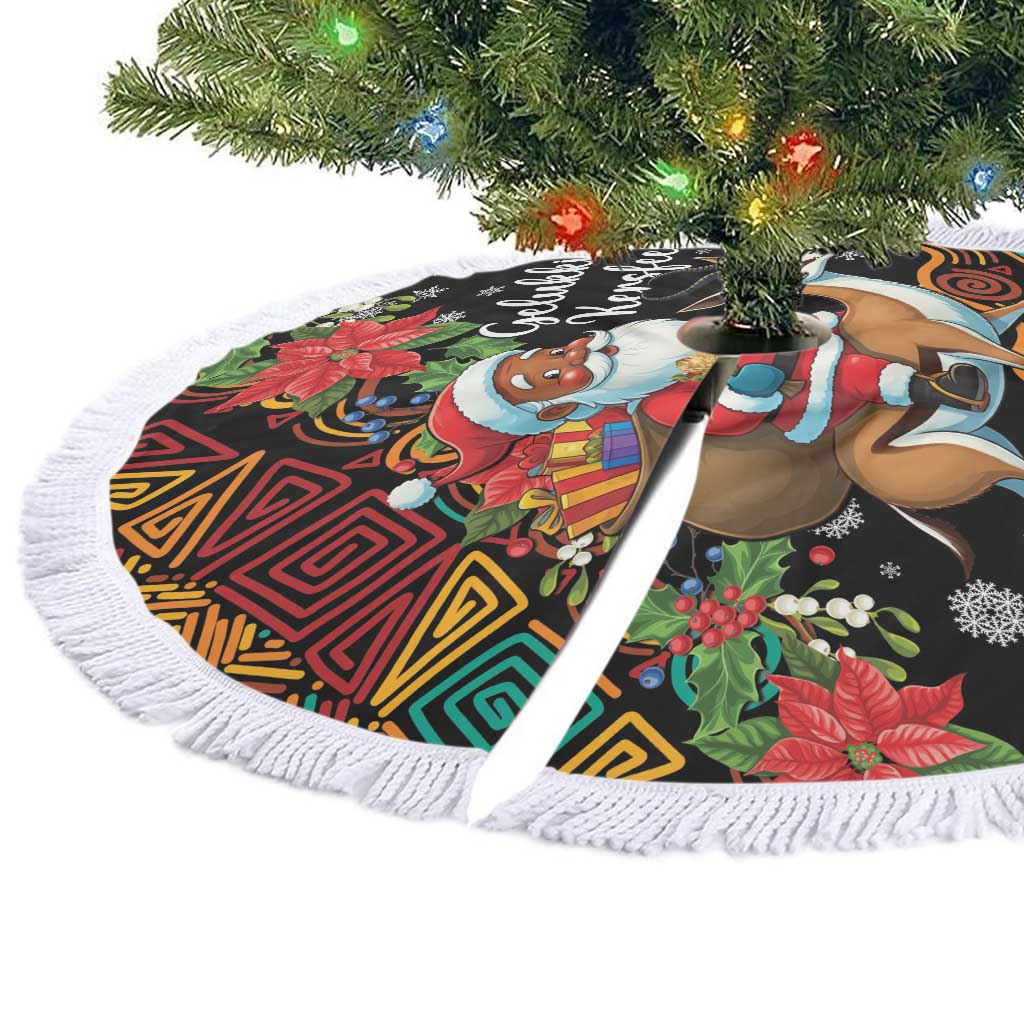 South Africa Christmas Tree Skirt Black Santa Claus Riding Springbok - Wonder Print Shop