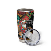 South Africa Christmas Tumbler Cup Black Santa Claus Riding Springbok - Wonder Print Shop