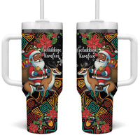 South Africa Christmas Tumbler With Handle Black Santa Claus Riding Springbok - Wonder Print Shop