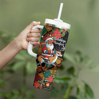 South Africa Christmas Tumbler With Handle Black Santa Claus Riding Springbok - Wonder Print Shop