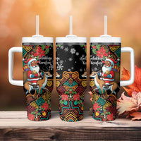 South Africa Christmas Tumbler With Handle Black Santa Claus Riding Springbok - Wonder Print Shop