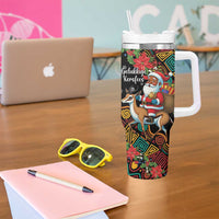 South Africa Christmas Tumbler With Handle Black Santa Claus Riding Springbok - Wonder Print Shop