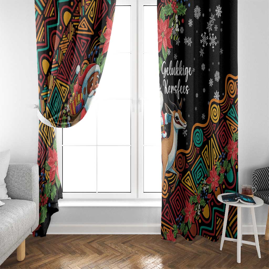 South Africa Christmas Window Curtain Black Santa Claus Riding Springbok - Wonder Print Shop