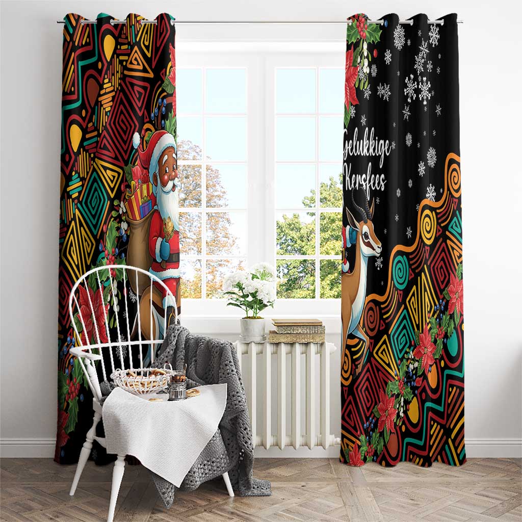South Africa Christmas Window Curtain Black Santa Claus Riding Springbok - Wonder Print Shop