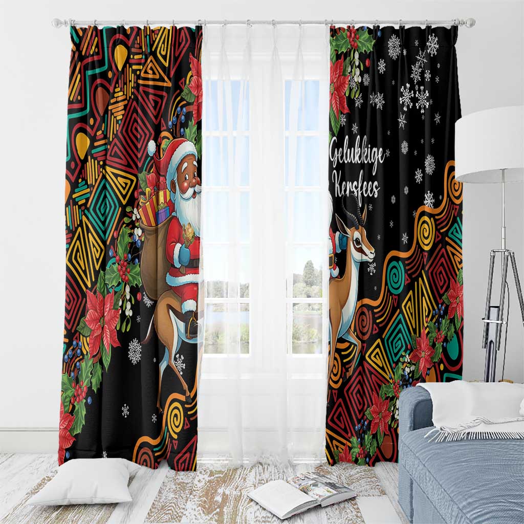 South Africa Christmas Window Curtain Black Santa Claus Riding Springbok - Wonder Print Shop