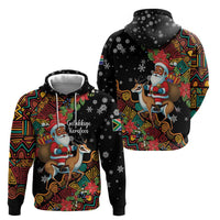 South Africa Christmas Zip Hoodie Black Santa Claus Riding Springbok - Wonder Print Shop