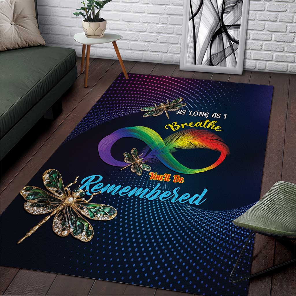 As Long As I Breathe You'll Be Remembered Area Rug Feather Infinity Luxury Dragonfly - Wonder Print Shop