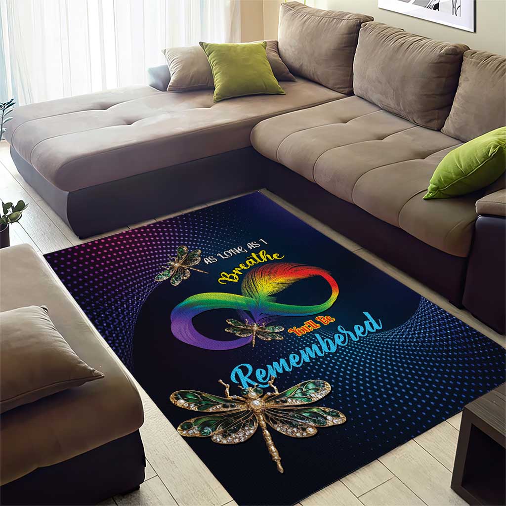 As Long As I Breathe You'll Be Remembered Area Rug Feather Infinity Luxury Dragonfly - Wonder Print Shop