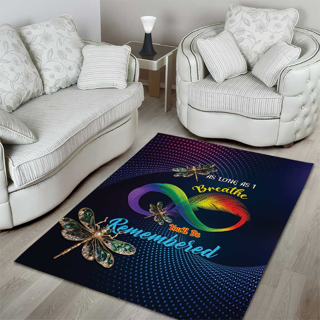 As Long As I Breathe You'll Be Remembered Area Rug Feather Infinity Luxury Dragonfly - Wonder Print Shop
