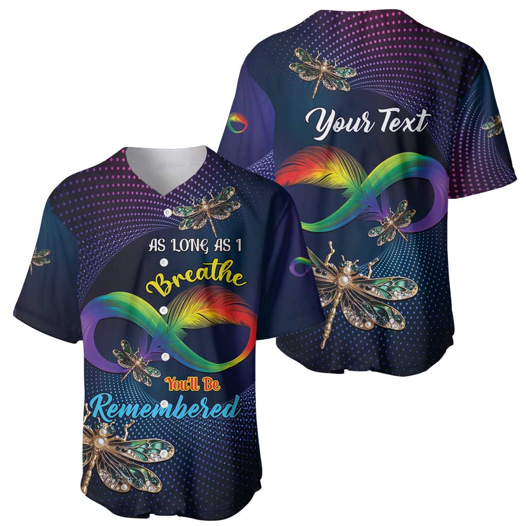 Personalized As Long As I Breathe You'll Be Remembered Baseball Jersey Feather Infinity Luxury Dragonfly - Wonder Print Shop