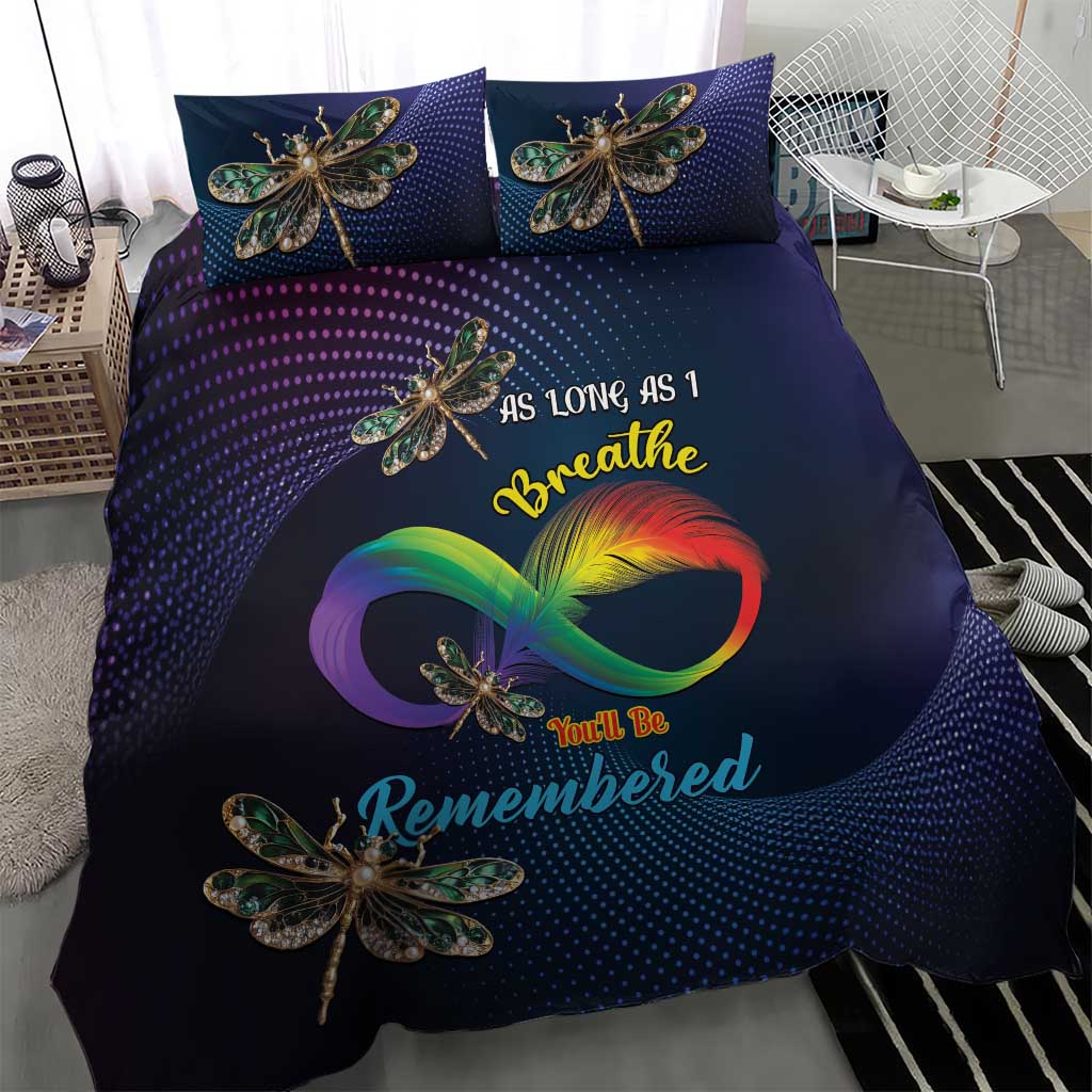 As Long As I Breathe You'll Be Remembered Bedding Set Feather Infinity Luxury Dragonfly - Wonder Print Shop