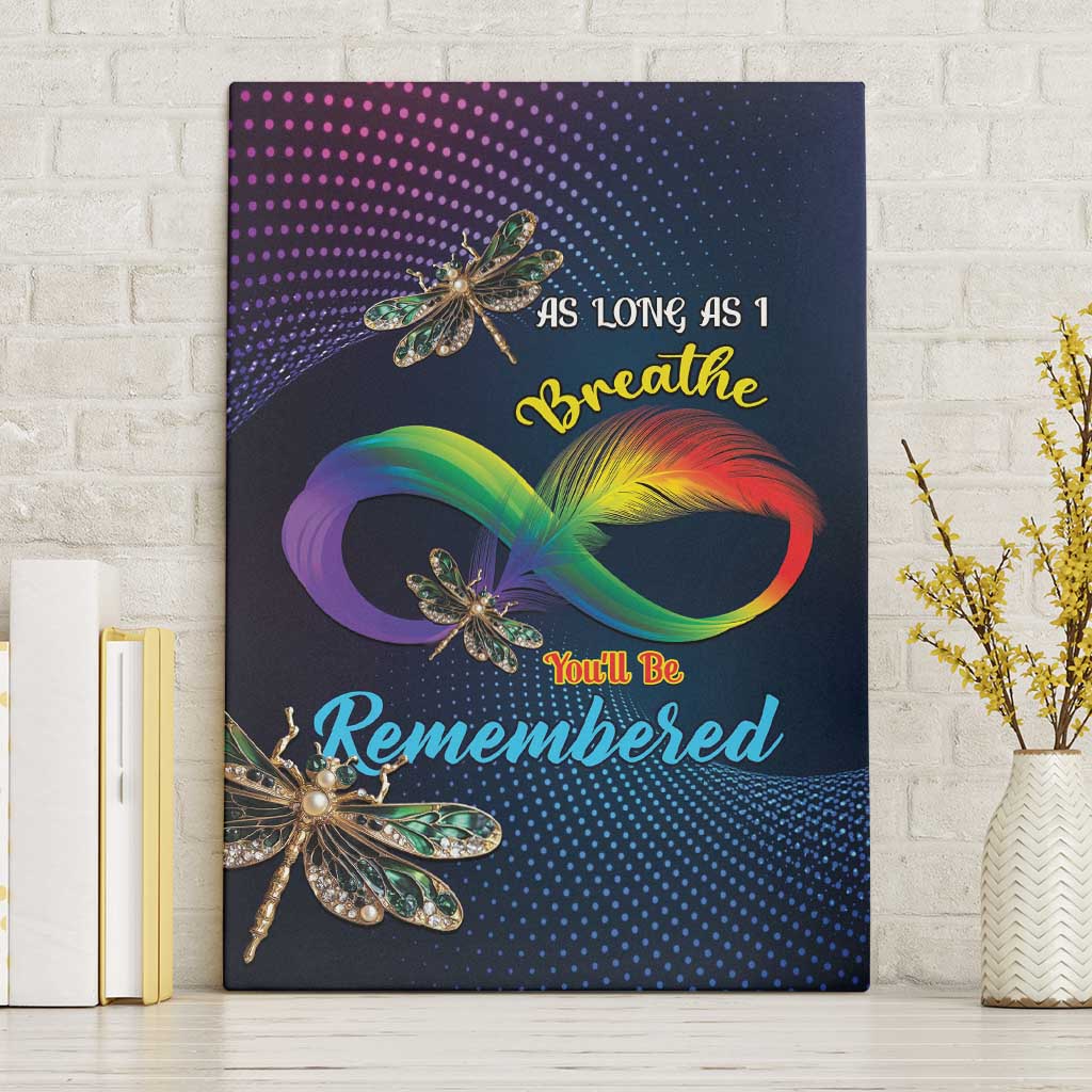 As Long As I Breathe You'll Be Remembered Canvas Wall Art Feather Infinity Luxury Dragonfly - Wonder Print Shop