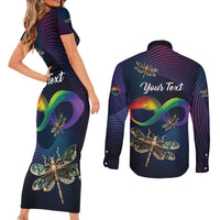 Personalized As Long As I Breathe You'll Be Remembered Couples Matching Short Sleeve Bodycon Dress and Long Sleeve Button Shirt Feather Infinity Luxury Dragonfly - Wonder Print Shop