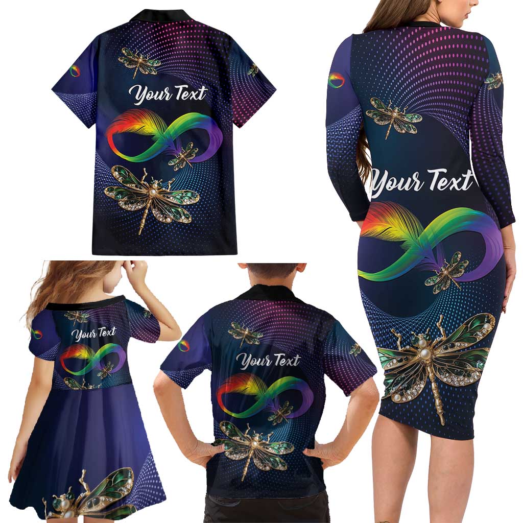 Personalized As Long As I Breathe You'll Be Remembered Family Matching Long Sleeve Bodycon Dress and Hawaiian Shirt Feather Infinity Luxury Dragonfly - Wonder Print Shop