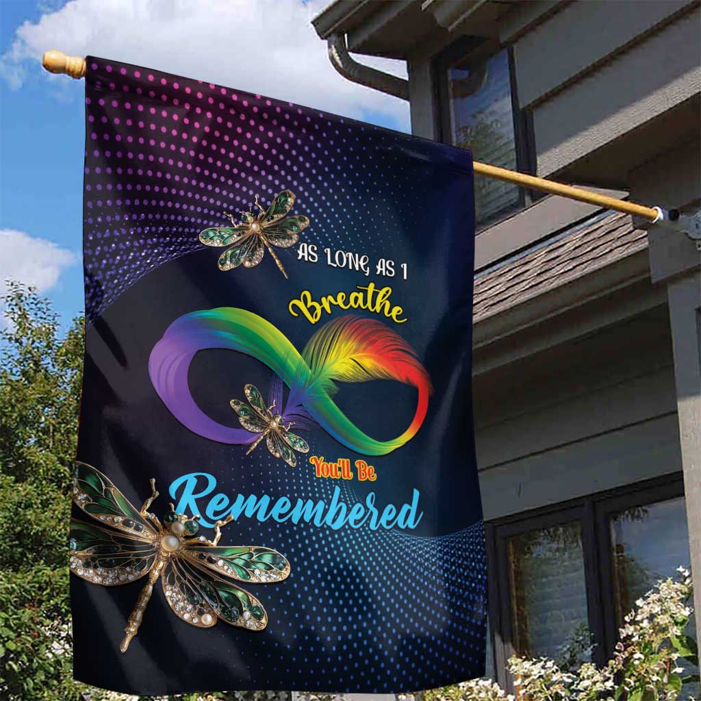 As Long As I Breathe You'll Be Remembered Garden Flag Feather Infinity Luxury Dragonfly - Wonder Print Shop