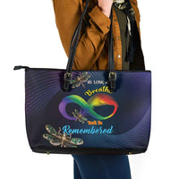 As Long As I Breathe You'll Be Remembered Leather Tote Bag Feather Infinity Luxury Dragonfly - Wonder Print Shop