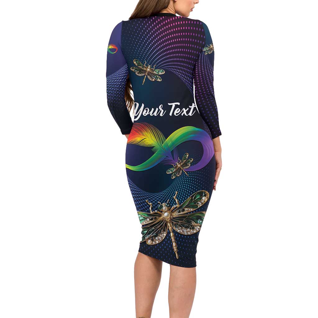 Personalized As Long As I Breathe You'll Be Remembered Long Sleeve Bodycon Dress Feather Infinity Luxury Dragonfly - Wonder Print Shop