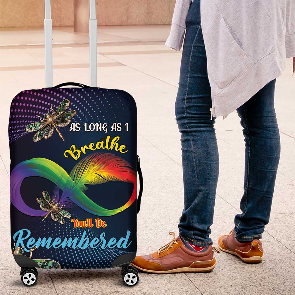 As Long As I Breathe You'll Be Remembered Luggage Cover Feather Infinity Luxury Dragonfly - Wonder Print Shop